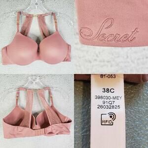 Victoria's Secret Bra Lined Demi Size 38C Purple Mauve Lace Racerback